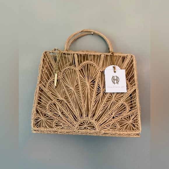 House of Harlow 1960 Handbags - House of Harlow 1960 Natural Raffia Macramé Tote